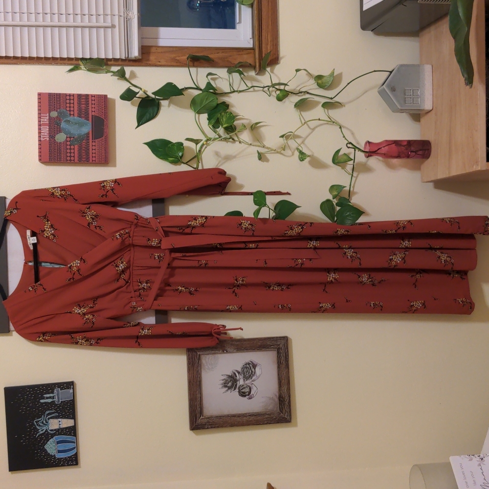 Red flowered jumpsuit